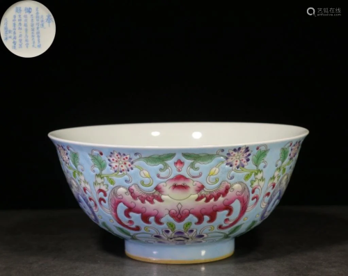 Chinese Famille Rose Hand Painted Bowl,Mark