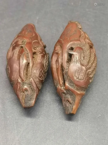Two Chinese Nuts Carving