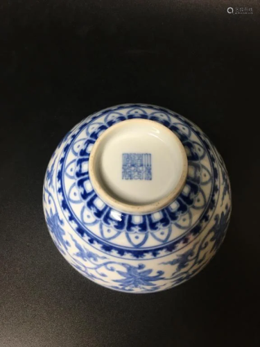 Chinese Blue and White Porcelain Bowl,Mark