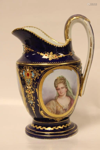 19th.C Jeweled Serve Pitch w 3 Portrait