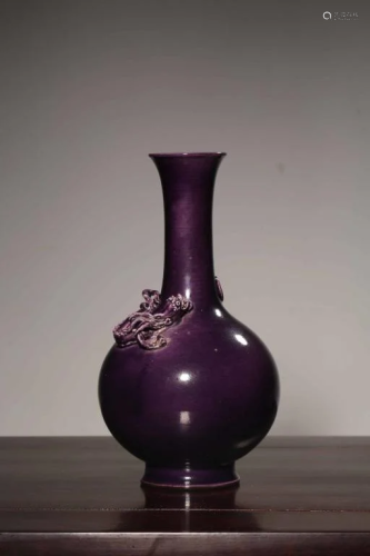 Chinese Purple Glazed Vase,Mark