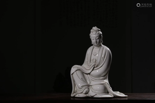 Chinese White Glazed Porcelain Guanyin,Mark