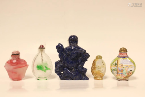 Group of 5 Chinese Snuff Bottles