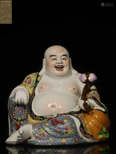 Chinese Famille Rose Porcelain Hand Painted Buddha