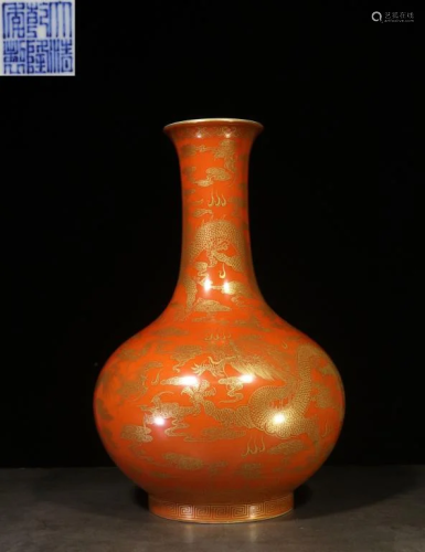 Chinese Glazed Tianqiu Porcelain Vase,Mark