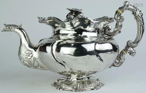 A Russian Art Nouveau .84 silver teapot