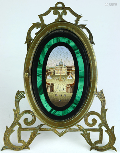 An Italian micro-mosaic plaque of the Vatican, the oval