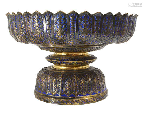 A Chinese Export gilt silver and enamel compote