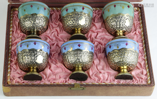 (lot of 6) A set of Turkish hallmarked silver tea …