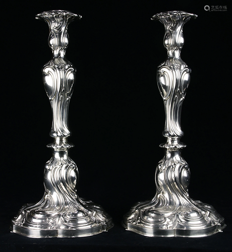 A pair of Continental Rococo style .800 silver