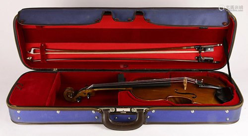 A violin labeled 