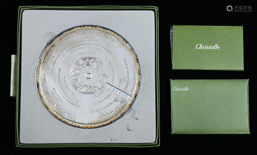 A Christofle France silverplate wine bottle coaster