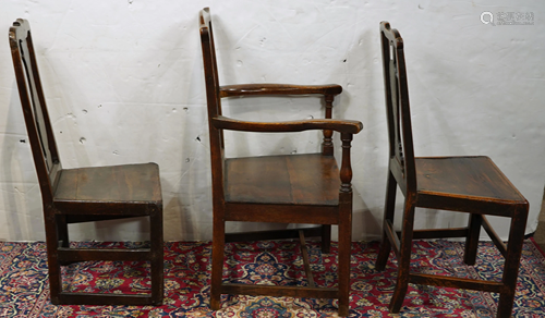 A group of English oak dining chairs