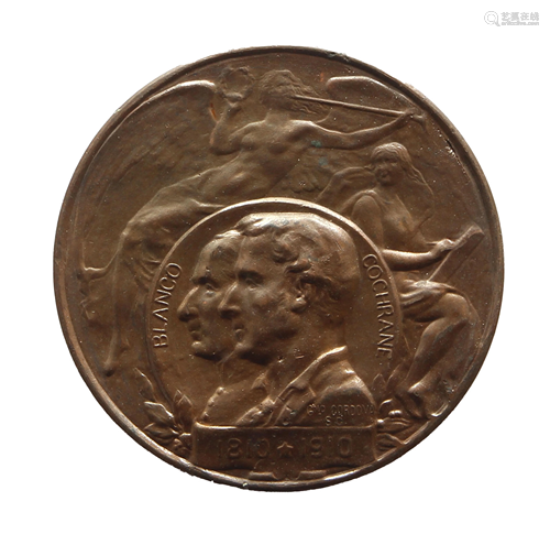 A bronze medal commemorating the 100th an…