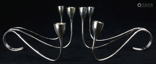 A Japanese Mid Century Modern pair of .950 silver th…