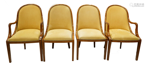 A group of Art Deco style mahogany chairs