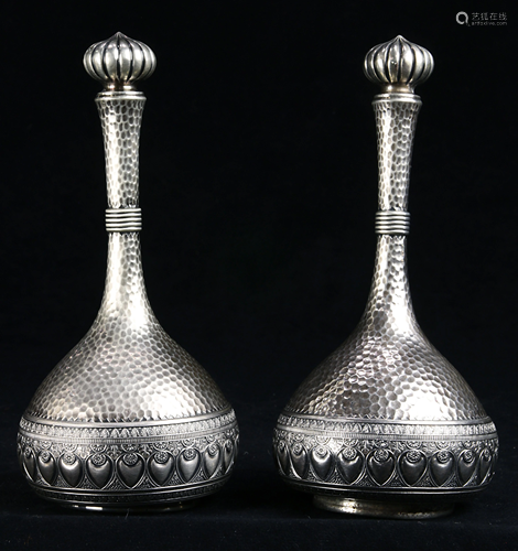 (lot of 2) A pair of Gorham sterling scent bottles in