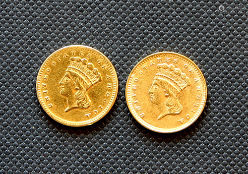 US $1 Gold Type 1856 and 1857 coins