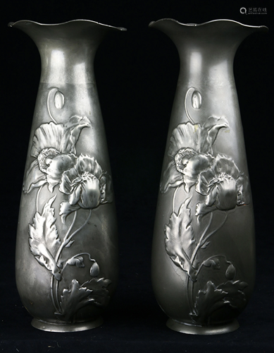 A pair of Kayserzinn German Art Nouveau pewter …