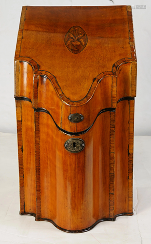 A Georgian marquetry decorated knife box