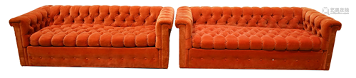 A Pair of John Stuart orange velvet upholstered