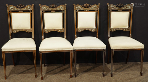 A Victorian highly inlaid mahogany side chairs