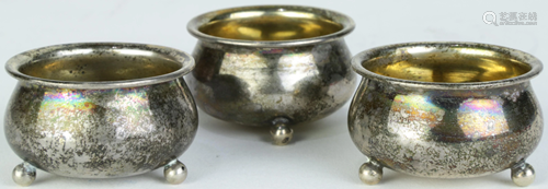 (lot of 3) A Russian .84 silver tripod salt cellar lot