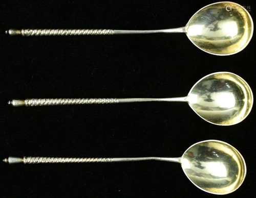 (lot of 3) A Russian gilt .84 silver teaspoon lot