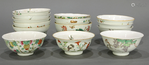 (lot of 15) A group of Chinese Famille Rose bowls