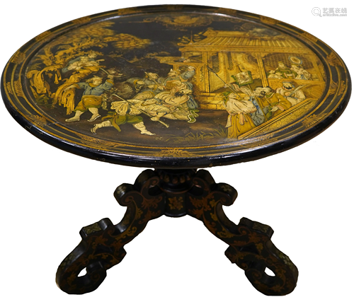 An English Regency lacquered tilt top table