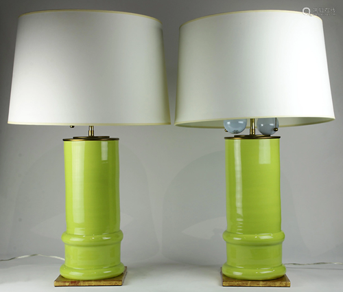 A pair of Christopher Spitzmiller chartreuse table