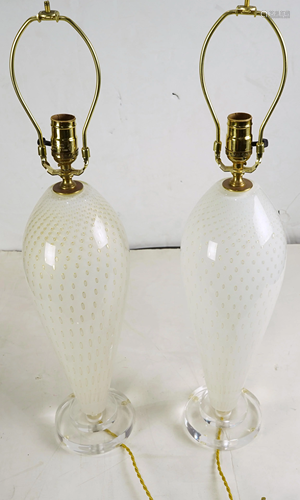 A pair of Murano glass and acrylic table lamps