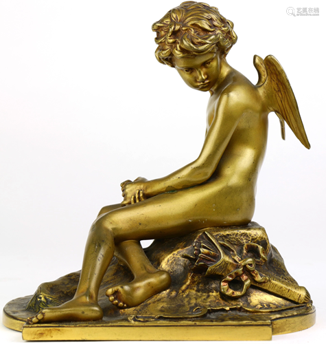 A French gilt bronze figure of Cupid by Alfred Bou…