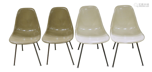 A group of Charles and Ray Eames fiberglass sid…