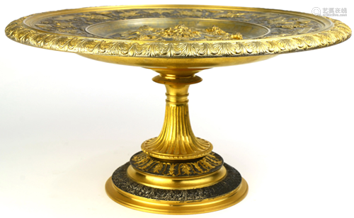 A Renaissance Revival gilt bronze mounted tazza