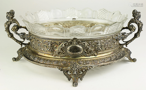 A Victorian silver plate console dish