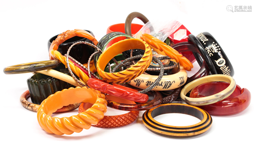 Collection of bakelite and plastic bracelets