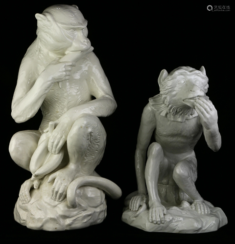 Italian porcelain figures of monkeys