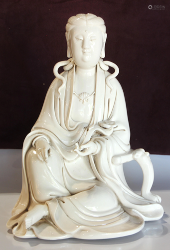 Chinese blanc de chine seated figure of Guanyin