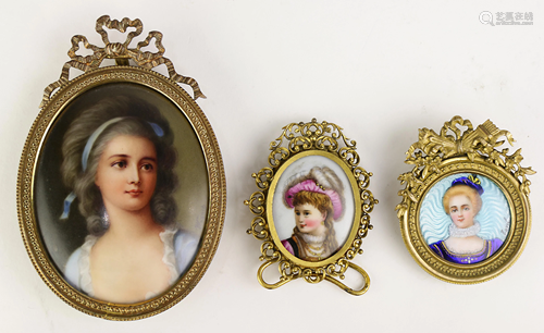 (lot of 3) A lot of framed miniature portraits