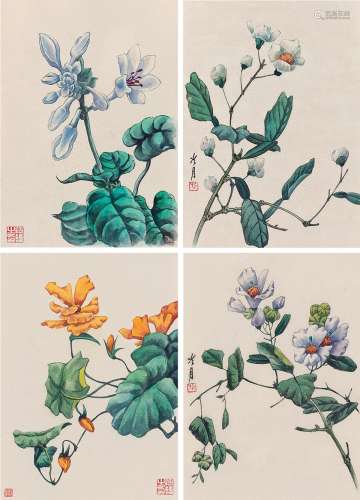 陶冷月（1895-1985）花卉（四件一组）
