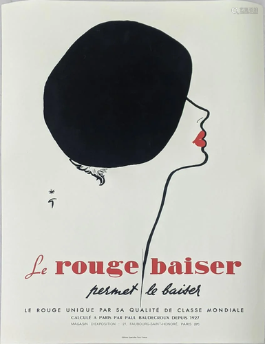 Rene Gruau, Le Rouge Baiser, offset lithograph fashion