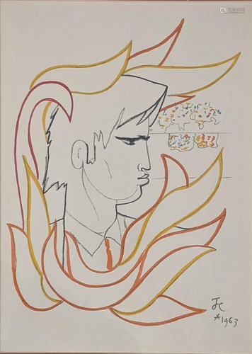 Jean Cocteau (French, 1889-1963), Portrait of Fire,