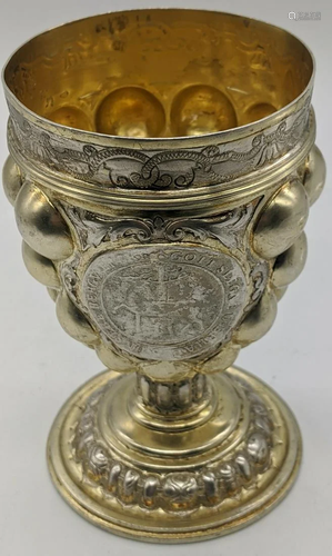 A late 19th/early 20th century German silver gilt wine