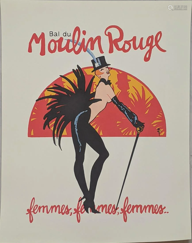 RenÃ© Gruau, Moulin Rouge, offset lithograph poster,