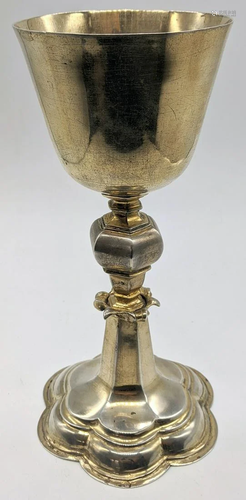 A 17th century German silver chalice, Augsburg marks,