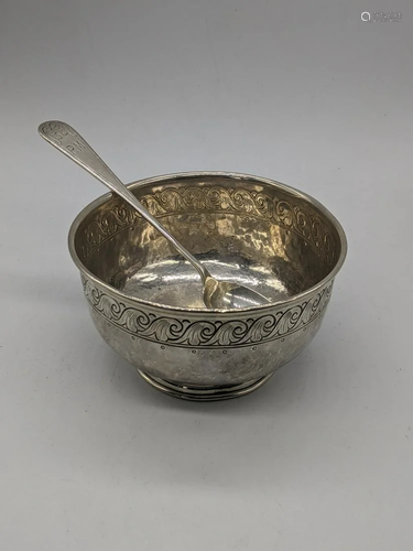 Liberty & Co. Arts and Crafts silver bowl and spoon,