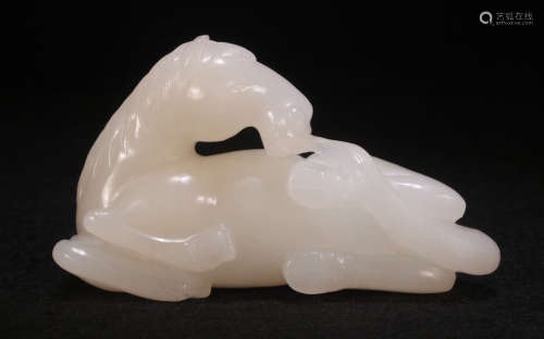 A HETIAN JADE CARVED HORSE