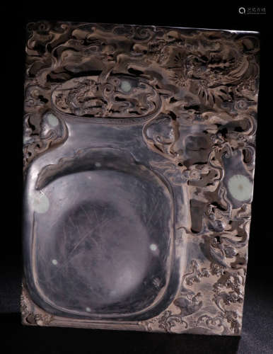 A DUAN STONE INK SLAB CARVED WITH AUSPICIOUS BEAST