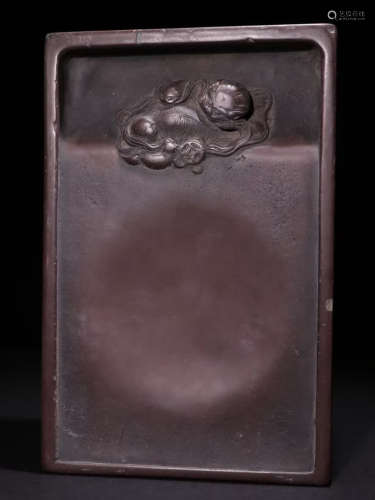 A DUAN STONE INK SLAB CARVED WITH LION
